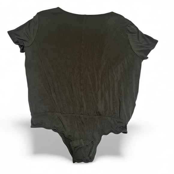Lulus Marren Olive Green Short Sleeve Surplice Bodysuit - Size XL - Picture 3 of 3